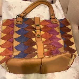 Lucky Brand Scalloped multi colored leather tote/bag